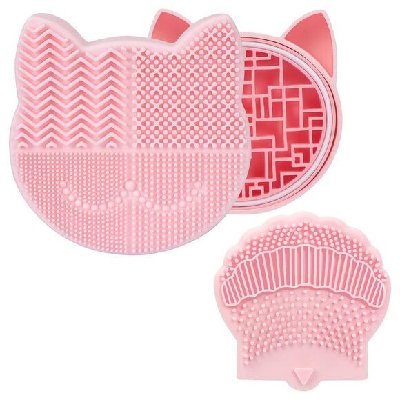 Other - Cat Shaped Silicone Makeup Brush Cleaning Mat with Detachable Brushes Organizer